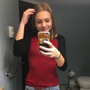 Maroon & Black Baseball Tee